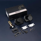 Interior Pismo Doorknobs for Bath & Bedroom, Black Door Knobs with Camelot Trim, Heavy Duty Door Knob with Lock