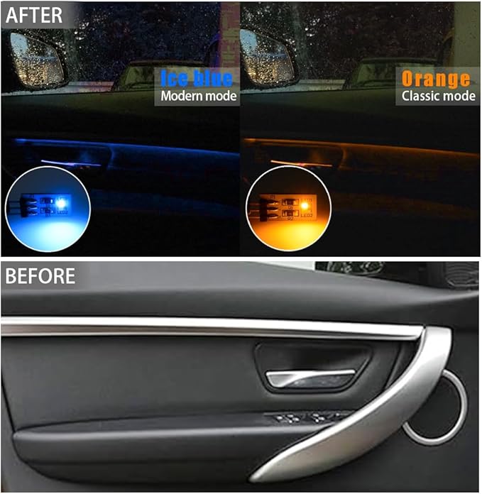 NJSBYL Blue-Orange LED Interior Ambient Circuit Board for B-MW M4 X1 3 4 5 Series Sedan Convertible Coupe F10 F30 F31 F32 F33 F34 F36 F48 F82 F83 Side Door Handle Courtesy Lamp Dual-color