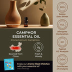 100% Pure Camphor Essential Oil - 0.34 Fl Oz - Camphor Oil for Hair, Skin, Diffuser, Aromatherapy & DIY Candle Making Scent