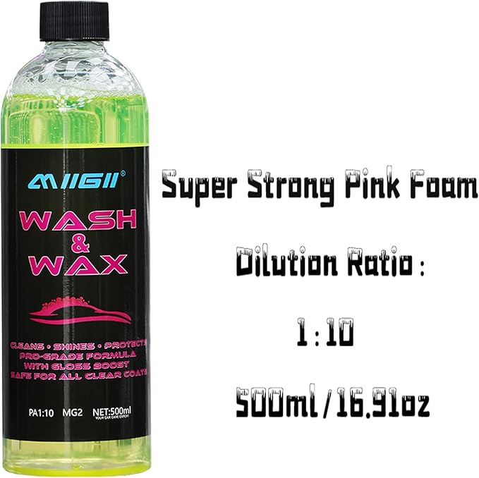MIIGII Car Wash Soap with Paint Protection Coating - pH Balanced Car Shampoo - Rich Suds & Deep Cleaning - All Vehicles - 500ml (17oz)
