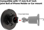 15W Magnetic Wireless Charging Phone Holder with 17mm Ball Socket for MagSafe, Universal Replacement for Car Air Vent, Dashboard, Windshield Phone Holders | Strong Magnet, 360° Rotation