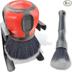 2PCS Car Detailing Brushes, Ultra Soft Bristles Dusting Brushes with Storage Rack, Curveball XL Synthetic Brushes, Covers Large Area Cleaning Tool for Inside or Outside Vehicles (Red)
