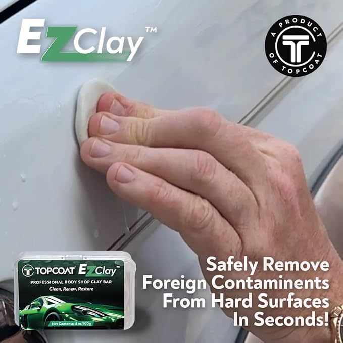 TopCoat® EzClay™ Clay Bar Auto Detailing Kit with EzGlyde™ Clay Lubricant Spray - Remove Contaminants from Hard Surfaces in Seconds - The Only Car Bar You'll Ever Need