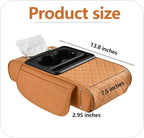 Car Armrest Cushion,5-in-1 Center Console Cover with 2 Storage Bags Cup Holder, Tissue Box Slot, Phone Slot for Sedans, Car Accessories Interior Organizers (Claret)
