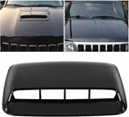 Universal Car Hood Scoop Cover with Side Air Vents, Black, Decorative Hood Air Flow Intake, 3-Piece Set with Mounting Tape (Shiny black)
