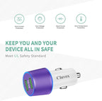 Rapid USB C Car Charger, Compatible for Samsung Galaxy S26/S25 Plus/Ultra/S24/S23/S22/S21/Note 20/S20/S10/S9/A56/A36/A50/A70, Quick Charge 3.0 Dual USB 18W Fast Car Charger+ Type C Cable 3.3ft-Purple