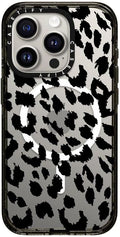 CASETiFY Impact Case for iPhone 15 Pro [8.2ft 4X Military Grade Drop Protection/Compatible with Magsafe] - Lacie Leopard - Clear Black