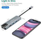 USB C Hub, 5 in 1 USB C 4K@32Hz HDMI Adapter with Ethernet Port, 100W Power Delivery PD Type C Charging Port, USB 3.0& 2.0 Adapter Compatible for MacBook Pro, Chromebook, XPS, and Devices