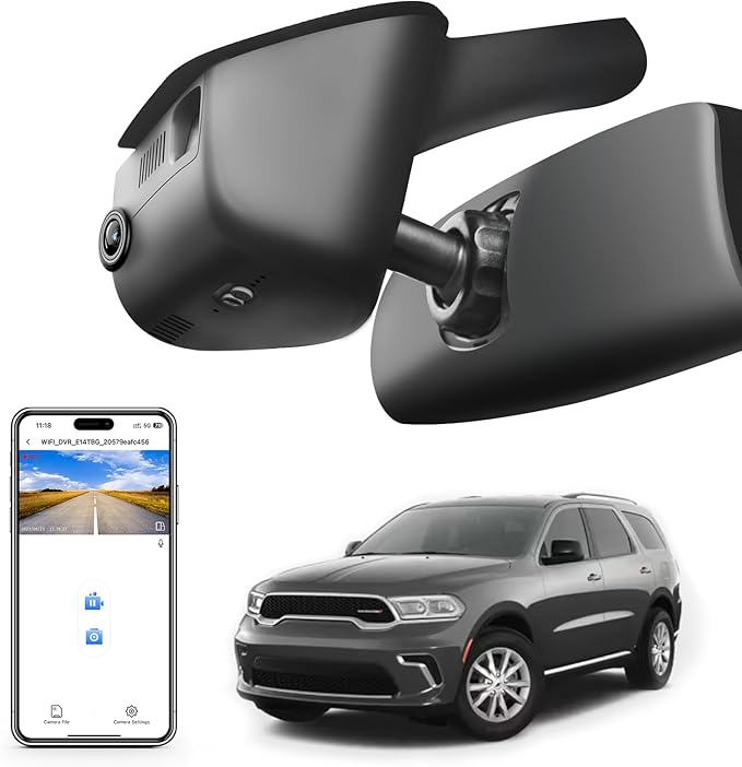 Mangoal 4K Dash Cam Custom Fit for Dodge Durango 2016 2017 2018 2019 2020 2021 2022 2023 2024 2025 2026(Model A), GT R/T SRT SXT, Integrated OEM Look, UHD 2160P, WiFi & App,Easy to Install,128GB Card