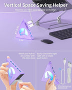 USB 3.0 Hub 7 Port, Vertical USB Splitter with RGB Lighting, 5Gbps High-Speed Data Transfer, 2FT Extension Cable, Tower USB Hub for PC, Laptop, MacBook, PS5, Xbox, Flash Drive, Printer (Light Purple)