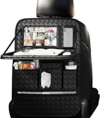 XDV Car Seat Organizers,Multi-functional Back Seat Protectors, Storage Pouches, and Tray Holders (for Cars, Kids, Seat Back and Rear Seats) (Woven Black, 1 Pcs)