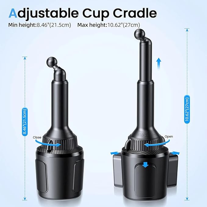 APPS2Car 15W Qi Wireless Car Charger Cup Phone Holder, Fits 3"–4" Round Cup Holders, Adjustable Long Arm & 360° Rotation, Compatible with iPhone 17 16 15 14 13 Pro Max
