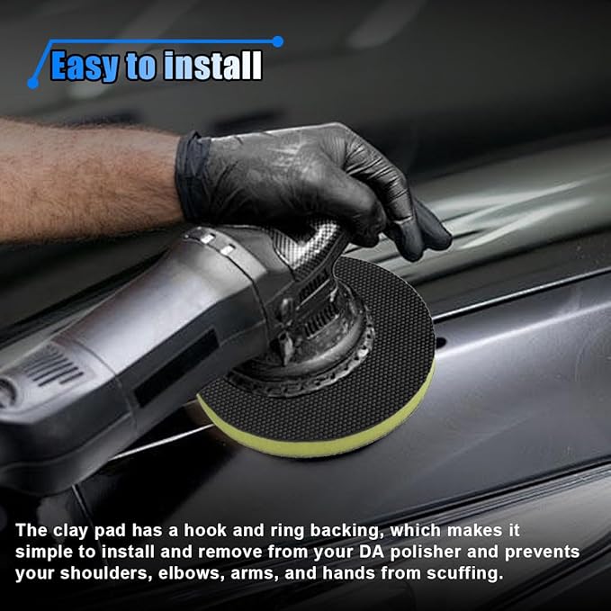 5.82'' Fine Grade Car Clay Bar Pad, Wipe Foam Pads for Car Polisher and Rotary Polisher, DA Polish Pad Replacement Tool for Remove, Novel Auto Detailing Kit (2PCS)