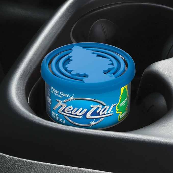 LITTLE TREES Car Air Freshener | Fiber Can Provides Long Lasting Scent for Auto or Home | Recycled Fiber | New Car Scent, 4 Air Fresheners