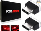 ICBEAMER Type C Adapters Atmosphere Light 2-Pack (Red) | Universal Plug-in Miniature LED Night Light for Car Interior and Trunk Ambient Lighting