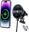 Magnetic Wireless Car Charger Mount,Compatible with MagSafe Car Charger,15W Fast Charging Air Vent Car Phone Holder for iPhone 16 15 14 13 Pro Max Plus MagSafe,Car Accessories(with 60W Car Adapter)