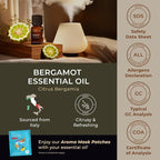 100% Pure Bergamot Essential Oil - 0.34 Fl Oz - Bergamot Oil for Hair, Skin, Diffuser, Aromatherapy & DIY Candle Making Scent