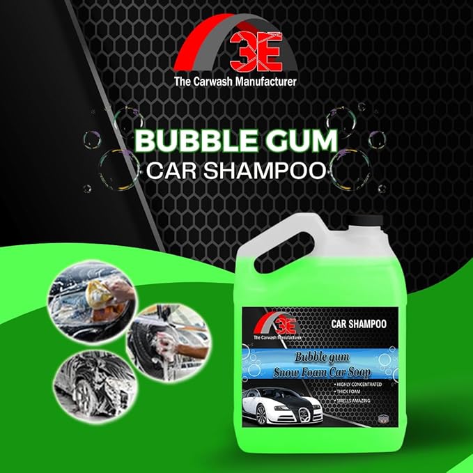 3E Bubble Gum Snow Foam Car Wash Soap - Pressure Washer Jet Gun Cleanser, pH Balanced, Easy Rinse, Scratch-Free. Works with Foam Cannons, Guns, or Buckets. Safe for Cars, Trucks, RVs & more, 128 oz
