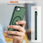 SUPFINE Magnetic for iPhone SE Case 2022 (3rd)/2020 (2nd), iPhone 8 Case (Compatible with MagSafe) (Military Grade Drop Protection) Slim Translucent Matte Phone Case, Forest Green