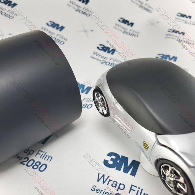 3M Car Wrap Roll 2080 Matte Deep Black | M22 | (5ft x 10ft (50 Sq/ft)) | Automotive Vinyl Wrap for Cars - Car Interior Wrap & Exterior | w/Free Instawraps Pro Glove