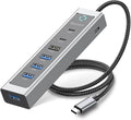 RSHTECH 7-Port USB C Hub Splitter 10Gbps with 3 USB-3.2 (2C + 1A), 4 USB-3.0 Ports and 2ft Long Cable, Aluminum USB-C Hub Multiport Adapters for Laptop and More, RSH-T17C