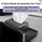 LUWU Dashboard Storage Tray Compatible with 2019-2024 2025 Toyota Corolla / 2022 2023 2024 Corolla Cross Accessories Center Console Display Box Hidden Tray Silicone Organizer Tray w/Tissue Box