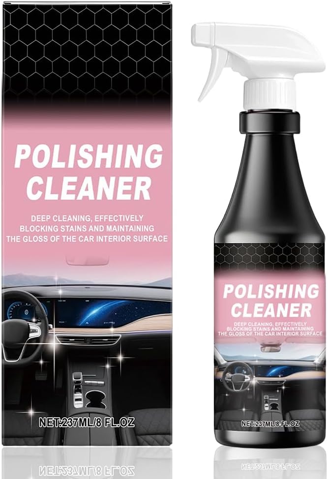 Car Interior Cleaner, 2026 New Polishing Cleaner Car Interior, Cleans & Protects Leather, Vinyl, Plastic, Rubber, Glass with a Streak-Free Finish, Polishing Cleaner Detailer Spray for Vehicle (1pcs)