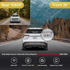 Fitcamx Front 2K+Rear 1080P Dash Cam Adapts for Chevy Equinox 2025 2026 Gas Powered (NOT EV Electric) HD2-1231, OEM Style, Dual HD Video, Loop Recording, WiFi & APP, G-Sensor, Easy to Set, 64GB Card