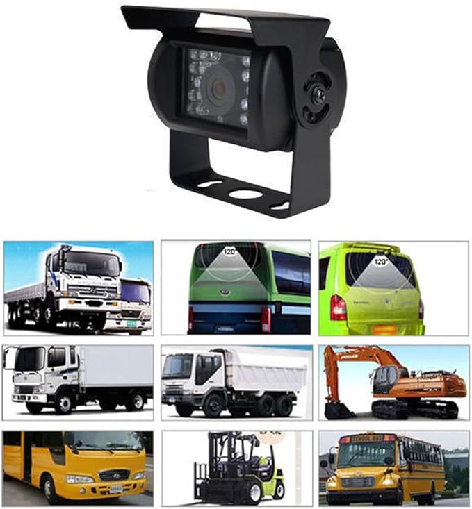 Vehicle Backup Camera and 9 inch Screen Monitor Kit + IR Night Vision Reverse Rear View Parking Camera System with 4 Pin 15m Cable for Bus RV Truck Trailer Camper Motorhome