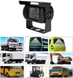 Vehicle Backup Camera and 9 inch Screen Monitor Kit + IR Night Vision Reverse Rear View Parking Camera System with 4 Pin 15m Cable for Bus RV Truck Trailer Camper Motorhome