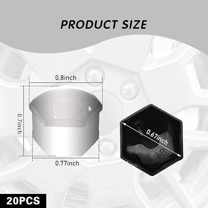 20 Pcs Wheel Nut Covers for Honda Pilot 2025 2024 2023, Hex Lug Nut Caps Waterproof Protective PP Plastic Auto Hub Screw Protector Accessories,Silver-17mm