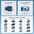 Wireless CarPlay Adapter for iPhone & Android Auto,5GHz WiFi Dongle for Stable Zero-Delay Connection,Plug & Play to Convert Wired CarPlay to Wireless,Compact Aluminum Design,iOS 10+ Android 11+