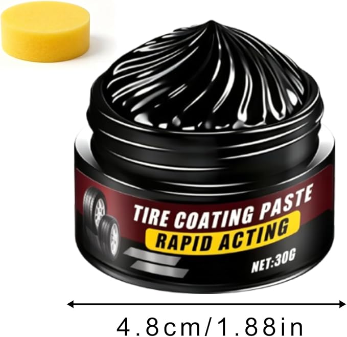2Pcs Tire Coating Paste,Tire Polishing Paste,Car Tire Shine with Sponge,Long-Lasting Tire Dressing,Ceramic Tire Coating,Bring Back the Original Deep Black Shine to Rubber and Plastic