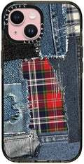 CASETiFY Impact iPhone 15 Case [Slim/Compatible with Magsafe / 8.2 ft. 4X Military Grade Drop Protection] - Plaid Disorder Case - Clear Black