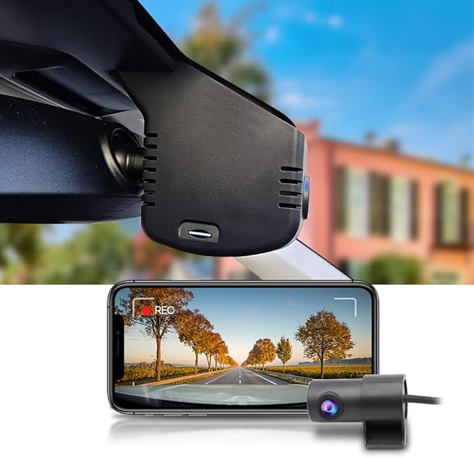 Fitcamx Front 4K+Rear 1080P Dash Cam Adapts for Volkswagen Tiguan 2024-2026 MK3 (Black Cover), Integrated OEM Look, 2 Way HD Video, WiFi & APP, Loop Recording, Parking Sensor, Easy to Use, 128GB Card