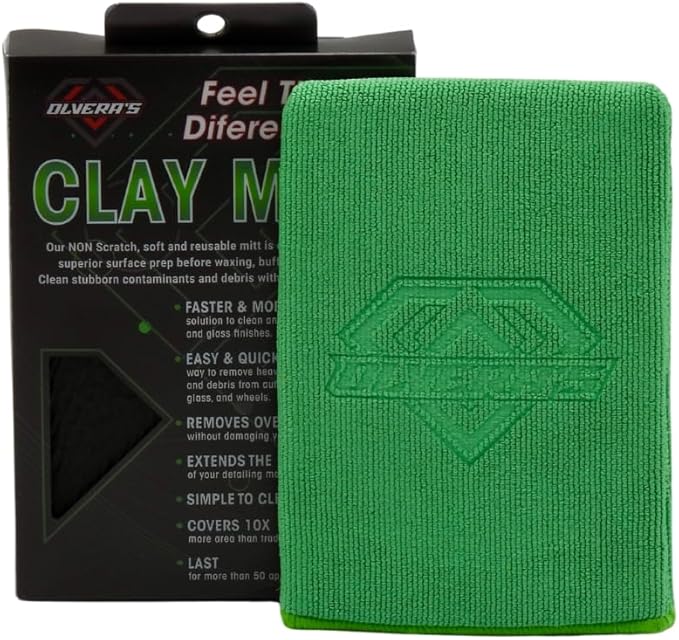 Premium Fine-Grade Clay Mitt for Newer Paints – Non-Scratch, Reusable Surface Prep Tool for Cars, Boats, Bikes, Glass, & Wheels – Removes Contaminants, Overspray, and Debris – Lasts 50+ Uses
