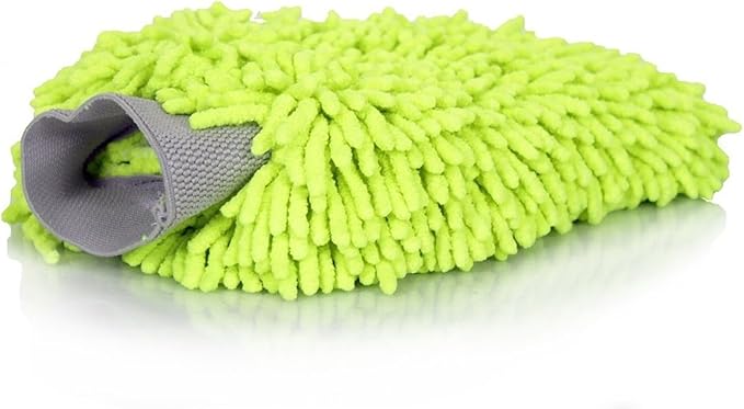 Set of 6 - Dafna Chenille Microfiber Premium Scratch-Free Wash Mitts Green