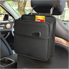 Zpana Car Seat Back Organizer, Leather Multipurpose Hanging Vehicle Backseat Headrest Storage Bag, Automotive Pouch Pocket Organizer for Kids & Adults, Universal for Truck SUV Sedan (Black)
