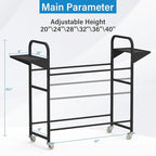 Tire Storage Rack 57" x 55.1" x 20" w/Anti-dust Cover, Adjustable Rolling Tire Rack for Garage Black w/4 Swivel Casters & 2 Storage Shelf for Garage Storage