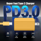 3Pack USB C Charger for Samsung Galaxy S24 Ultra, Super Quite Fast Charging Type C Block with 6FT C to C Cord for Samsung Galaxy Tab S9 S8 S23 Ultra S22 Ultra S23 S22 S21 Note 10 Plus 20,Yellow