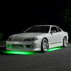 LEDGlow 4pc Green Flexible Car Slimline LED Underbody Underglow Accent Neon Lighting Kit - 4 Unique Patterns - Water Resistant, Low Profile Tubes - Includes Control Box & Remote