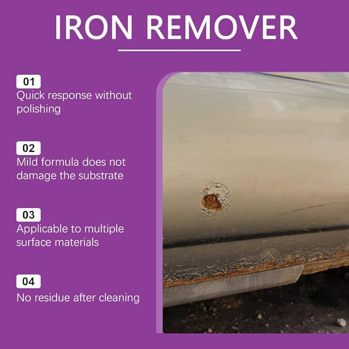 Iron Remover Car Detailing,120ml Long-Lasting Powerful Automotive Rust Stain Remover Spray,Pull Out Brakedust,Rust&Fallout, Multipurpose Cleaner Solution for Caliper Rv Tire Paint Boat Wheel (1pcs)