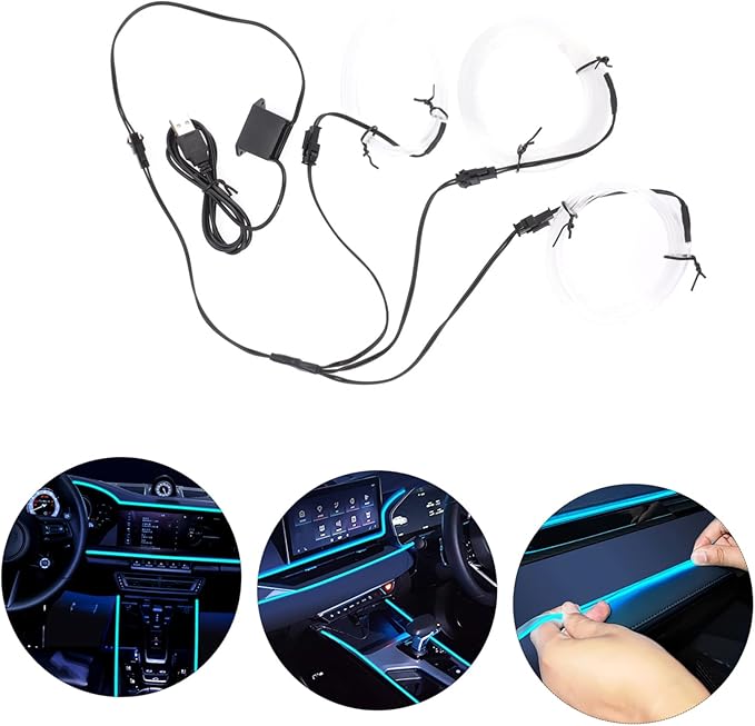 Alipis 3pcs Car Led Lights Ambient Lighting for Car Interior Under Kit High Brightness USB-Powered Easy to Install