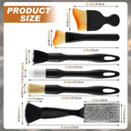 6PCS Car Interior Detailing Brush Set, Ultra Soft Boars Bristle Detailing Brushes for Cleaning Interior or Exterior, Emblem, Wheels, Air Vent, Leather Seats, Car Accessories for Truck, SUV