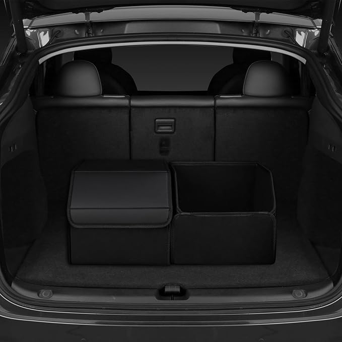 car organizers and storage for SUV,trunk organizer for sedan, leather foldable sleek box with lid,collapsible cargo bins, tool accessories containers,Collapsible Suede velvet (18 inch Covered)