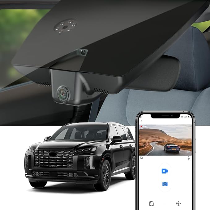 Fitcamx 4K Dash Cam Suitable for Hyundai Palisade 2023-2025 (Part No#S8700 S8710) SE SEL Limited XRT Calligraphy, OEM Look, UHD 2160P Video, WiFi & APP, Loop Recording G-Sensor, Easy to Use, 64GB Card