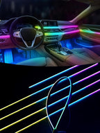 Dreamcolor Acrylic Interior Car LED Strip Lights, Car Ambient Lighting Kit with APP Control, Decorative Lights with Dynamic Chasing Sync to Music, RGB Neon Lighting (10 in 1)