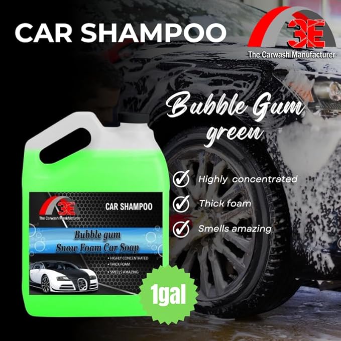 3E Bubble Gum Snow Foam Car Wash Soap - Pressure Washer Jet Gun Cleanser, pH Balanced, Easy Rinse, Scratch-Free. Works with Foam Cannons, Guns, or Buckets. Safe for Cars, Trucks, RVs & more, 128 oz
