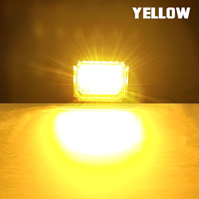12Pods LED Rock Lights Amber 24led Chips Waterproof Neon Underglow Lighting Kit for Trucks SUV ATV Car