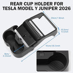 Rear Cup Holder for Tesla Model Y Juniper 2026/ Model 3 Highland 2025 2026, Rear Center Console Cup Drink Holder, No Drilling, Anti-Slip & Secure Fit Accessories for Model Y Juniper Back Seat